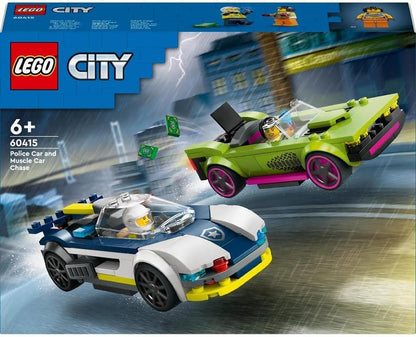 LEGO City 60415 Police Car and Muscle Car Chase, Racing Vehicle Toys for 6 Plus Year Old Boys & Girls, Fun Gift for Kids Who Love Pretend Play, Includes Officer and Crook Minifigures