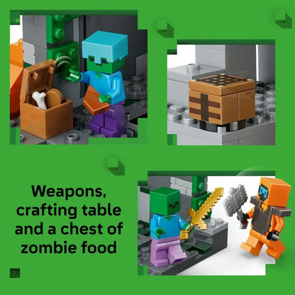 LEGO Minecraft 21587  Zombie Dungeon - Interactive Toy with a Wanderer Minifigure, 3 Zombie Figures, a Slime & Crafting Table - Gaming Gift for 8+ Year Old Boys & Girls