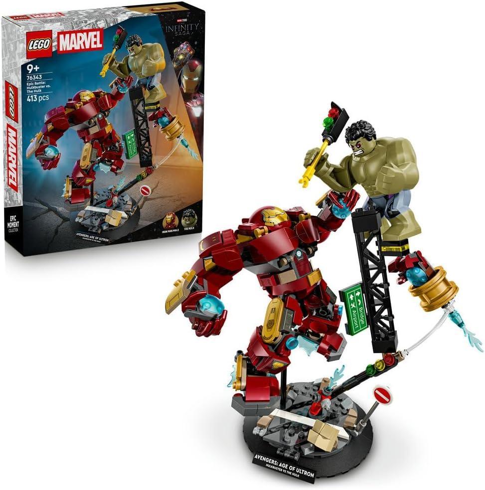 LEGO | Marvel 76343 Epic Battle: Hulkbuster vs. The Hulk - Superhero Toy w/ 2 Action Figures & Iron Man Minifigure - Avengers Gift for 9+ Year Old Boys & Fans
