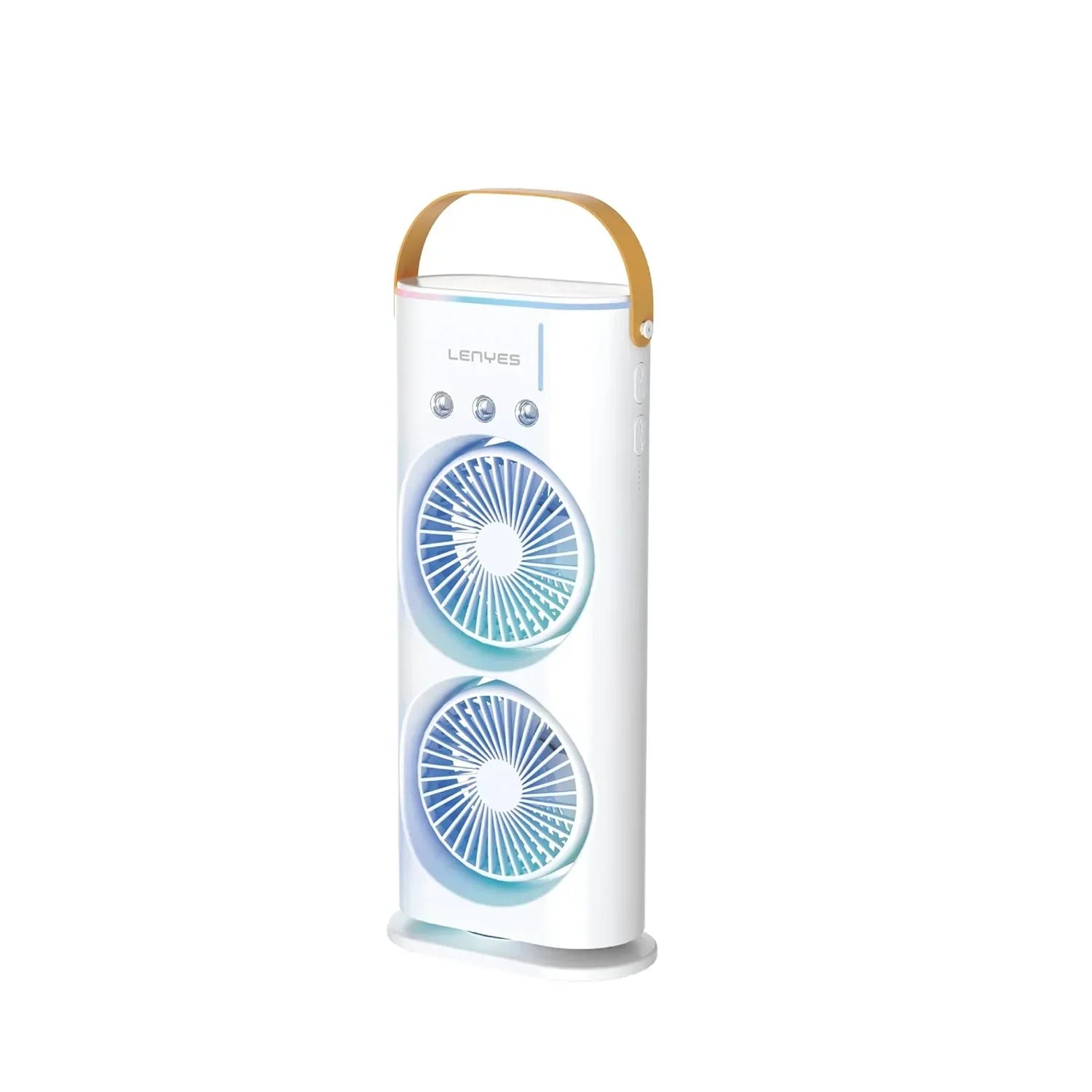 Lenyes LHF03 Tower Dual Fan – Portable USB Fan with LED Lighting, 3 Speeds, 2 Light Modes, High-Speed Oscillation (White) - Jaiman Toys
