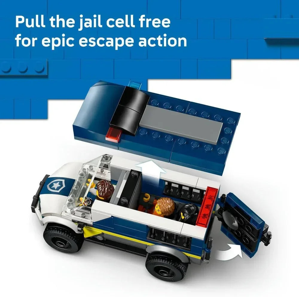 LEGO City - 60479 City Police Prisoner Transport Van Toy - Model Truck Kit w/Motorbike, 3 Minifigures & Removable Cell Door - Birthday Gift Idea for 6+ Year Old Boys