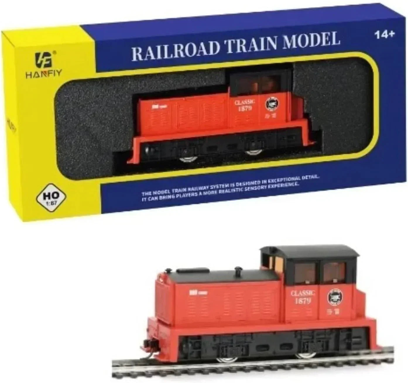 HANFIY 96000 HO Scale 1:87 Diesel Locomotive Model Train – Classic Red Railroad Engine Collectible