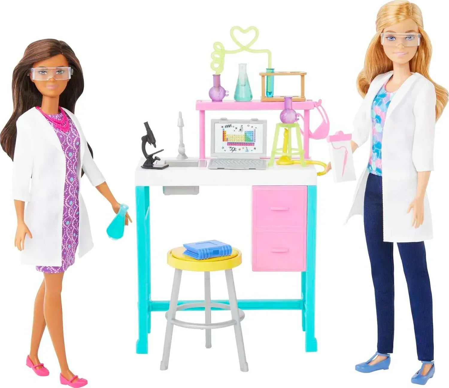 Barbie Science Lab Playset with 2 Dolls, Lab Bench and 10+ Accessories - Jaiman Toys
