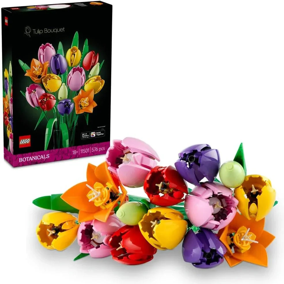 LEGO Botanicals 11501 Tulip Bouquet - Artificial Flowers Building Set for Adults - incl. 14 Faux Tulips in 5 Colours for Table & Home Decor - DIY Gift Idea for Women - Valentine's Day Treat