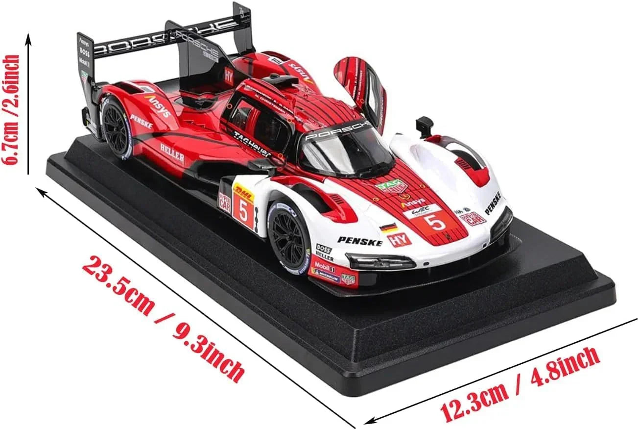 Bburago Metal Die-Cast - 1/24 Scale Model Compatible With Porsche Lmh 963 9Rd 4.6L Turbo V8 2023 Sports - Racing Car Model Red - Jaiman Toys