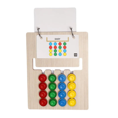 Wooden Montessori Slide Puzzle for Kids | Color Matching Logic Game | Educational Brain Teaser Toy for Ages 3–8