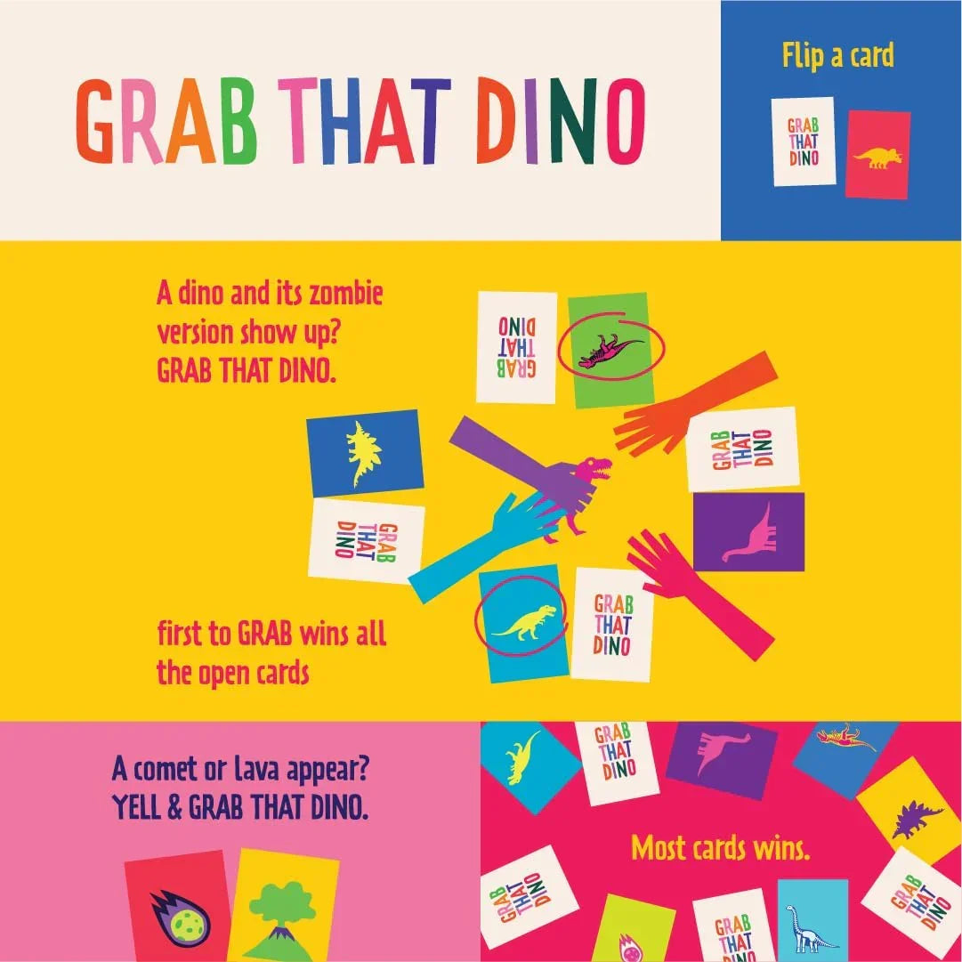 Grab That Dino Reflex Card Game by Blue Orange Games – Fast & Funny Family Party Game for Kids & Adults (3–8 Players, Ages 7+)