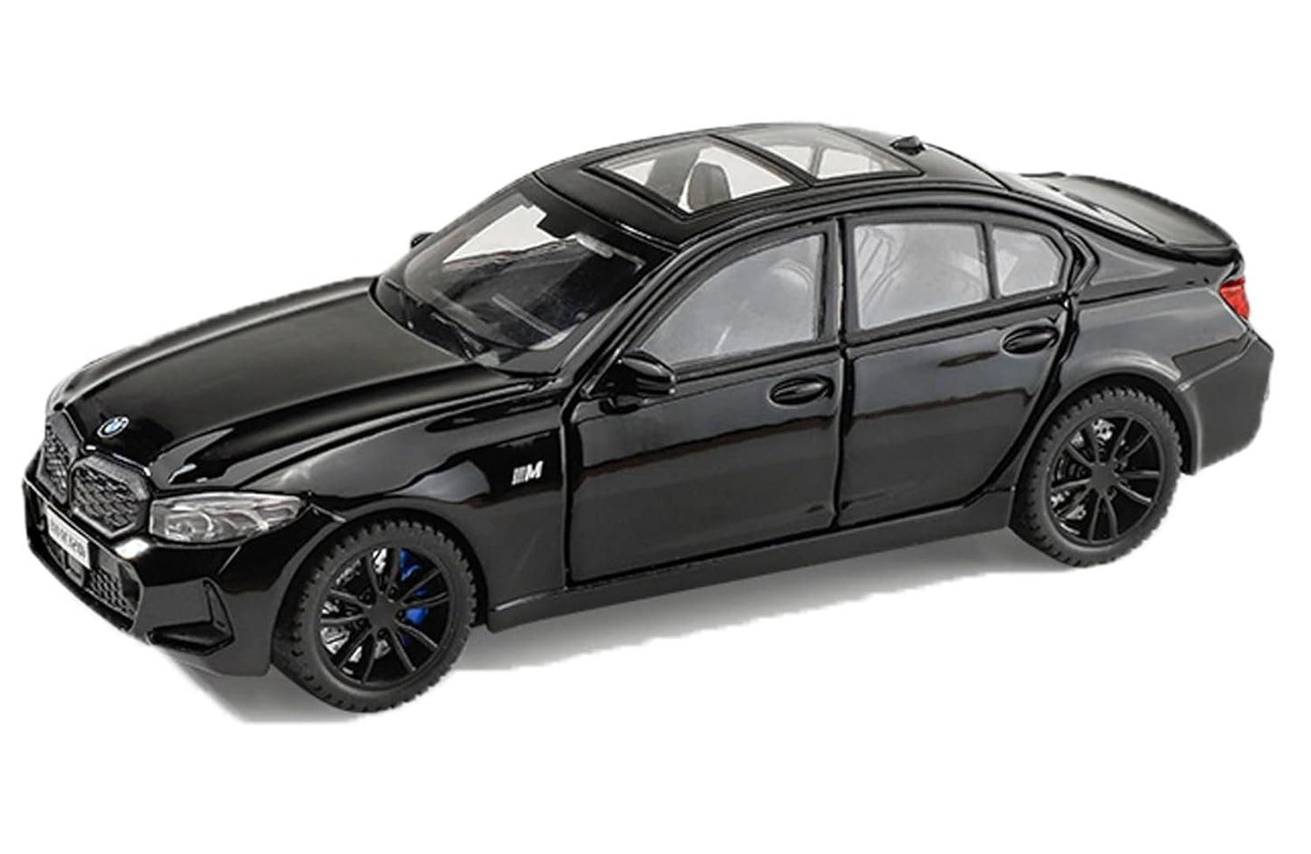 Joy Junction BMW 3 Series 1:32 Die-Cast Car Black – Alloy Metal Pullback Toy Car with Lights, Engine Sound & Opening Doors