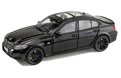 Joy Junction BMW 3 Series 1:32 Die-Cast Car Black – Alloy Metal Pullback Toy Car with Lights, Engine Sound & Opening Doors