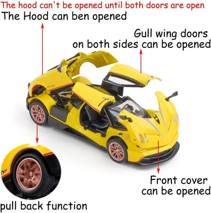 JOY JUNCTION Pagani Chinese Dragon 1:32 Scale Alloy Metal Pullback Die-Cast Car – Blue with Lights, Music & Openable Doors - Jaiman Toys
