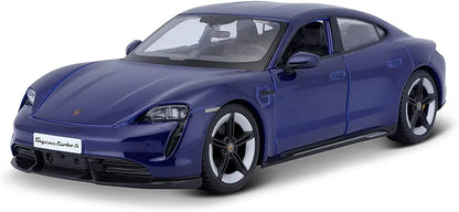 Bburago - 1/24 Scale Model Compatible with Porsche Taycan Turbo S 2019 Sports Car Miniature Collectible (Blue) - Jaiman Toys