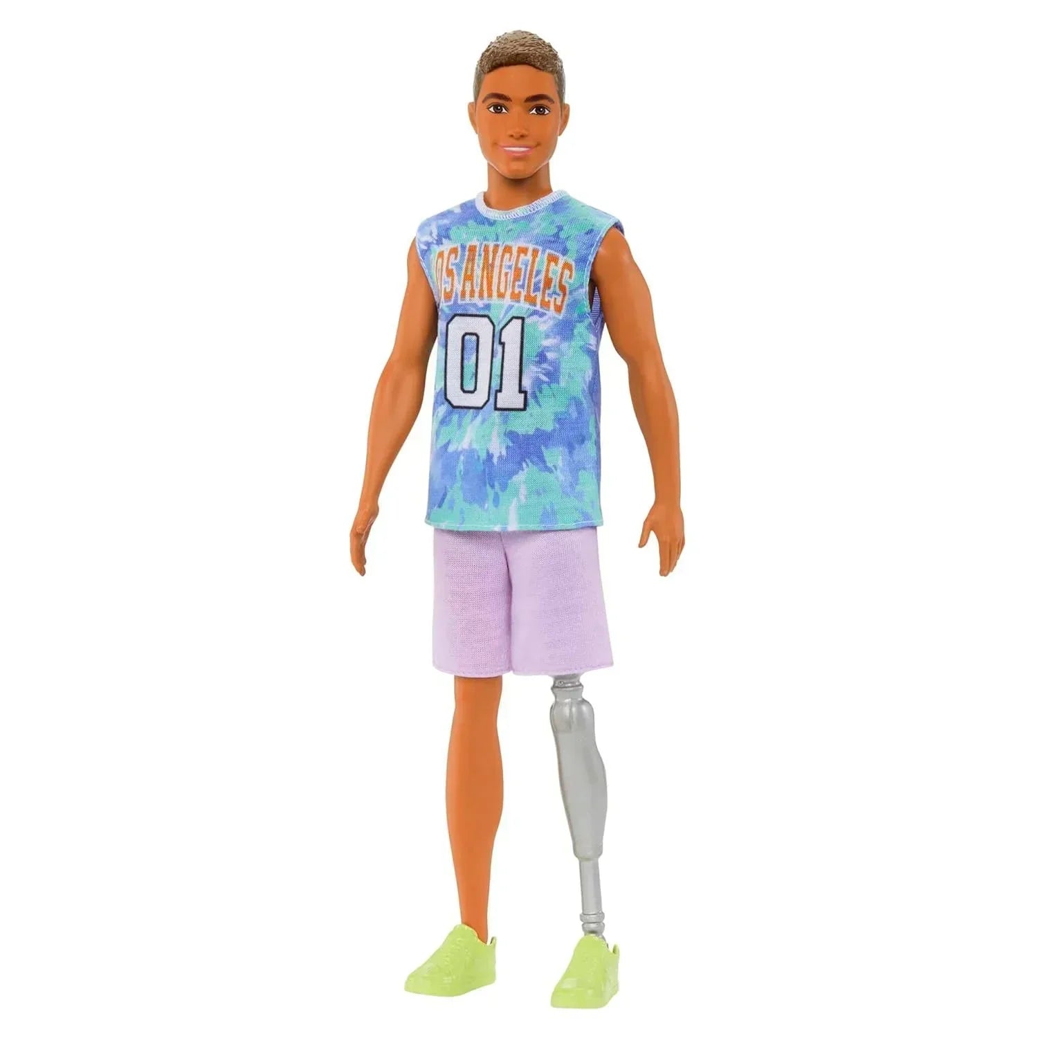 Barbie® Ken® Fashionistas™ Doll #212 with Prosthetic Leg, Wearing Los Angeles Jersey and Purple Shorts with Sneakers - Jaiman Toys