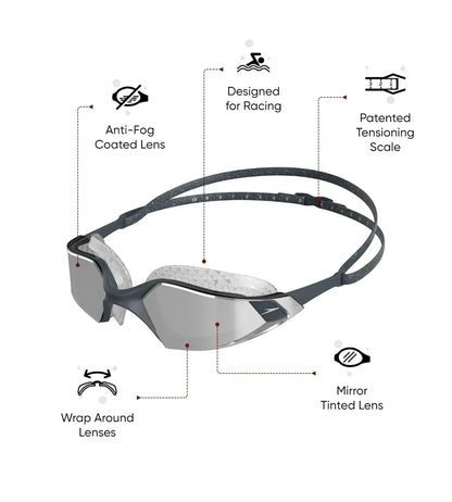 Speedo Unisex Adult Aquapulse Pro Mirror-Lens Swim Goggles - Anti-Fog, UV Protection