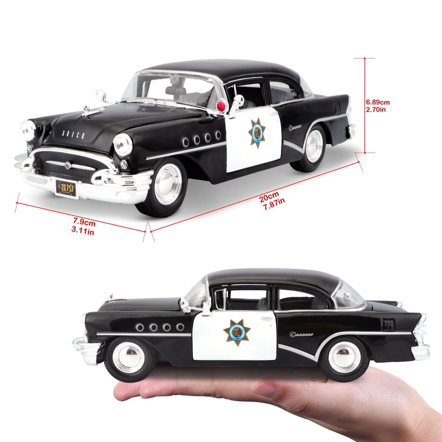 Maisto 1955 Buick Century Police Car 1:24 Die-Cast Model | Collector's Collection | Classic Die-Cast Replica