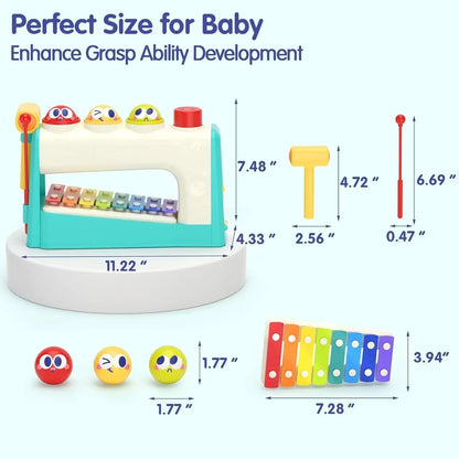 "HOLA Xylophone &amp; Pounding Toy Set: Interactive Musical Fun with Balls &amp; Hammer – Perfect 1st Birthday Gift for Boys &amp; Girls Aged 12 Months+" - Jaiman Toys