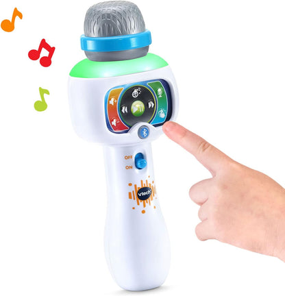 VTech Sing It Out Karaoke Microphone | Bluetooth Wireless Kids Karaoke Mic with Voice Effects, Lights, Music & Recording Function | White