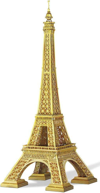 Piececool 3D Metal Puzzle Eiffel Tower (Large Gold Edition) Landmark Model – 96 Pieces – Level 3 Difficulty – Stainless Steel DIY Architecture Model Kit-Age14+
