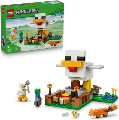 LEGO - 21585 Minecraft Chicken Farm - Building Toy w/a Chicken Fan Minifigure, Baby Zombie & Fox Mob Figures - Gamer Gift for 7+ Year Old Boys & Girls