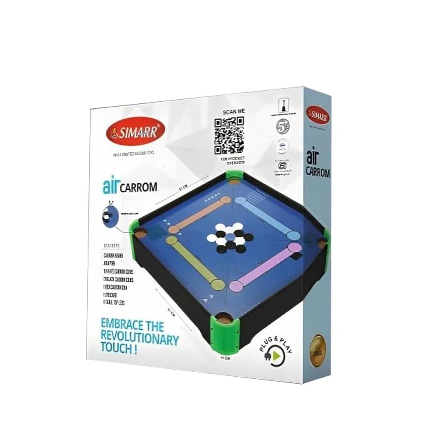 Simarr Air Carrom Table Game – Electric Air Powered Carrom Board with Coins & Striker | Indoor Family Game
