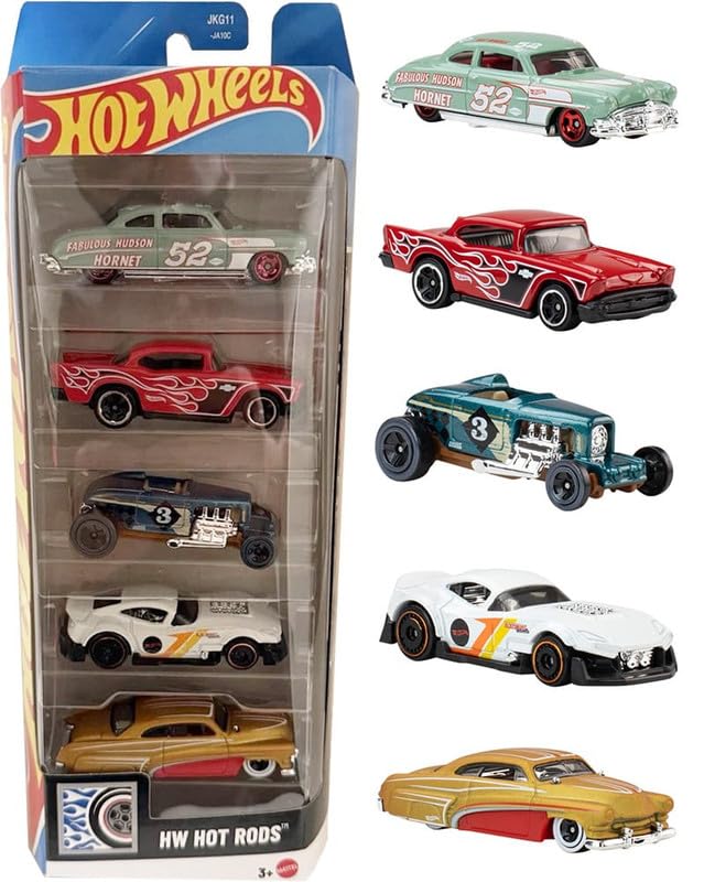 Hot Wheels HW Hot Rods 5-Pack Die-Cast Cars Set | 1:64 Scale Classic Custom Hot Rod Collection