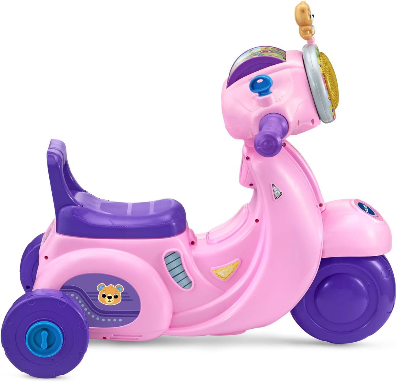 VTech 2-in-1 Map and Go Scooter for Toddlers | Interactive Ride-On & Push Scooter with Lights, Music, Learning Activities & Pretend Navigation | Pink
