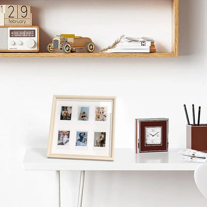 Fujifilm Instax Camera Accessories - Wooden Photo Frame 6 Inch with Six Photo Frame, Scratch Resistant Wooden Photo Frames, For Tabletop Display, Wall Mount... 1 Piece - Jaiman Toys