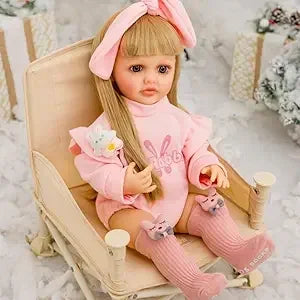Lifelike Reborn Baby Girl Doll – Toddler with Realistic Sound & Brown Hair
