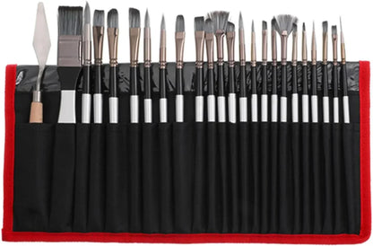 Artistry 24 Pcs Paint Brush Set, Acrylic Painting Brushes Kit with Knife Canvas Storage Bag, for Acrylic Oil Watercolor Gouache Painting Beginners - Jaiman Toys
