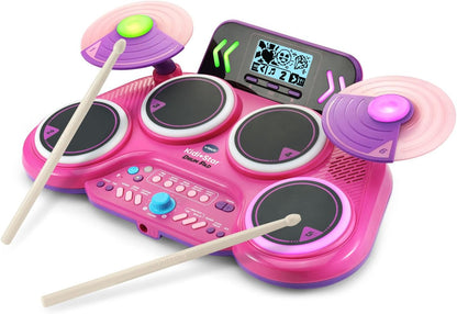 VTech KidiStar Drum Pad, Pink | Kids Electronic Drum Set with Bluetooth, Light-Up Drum Pads, Rhythm Games, Recording Function & Built-in Music Tracks | Interactive Musical Toy