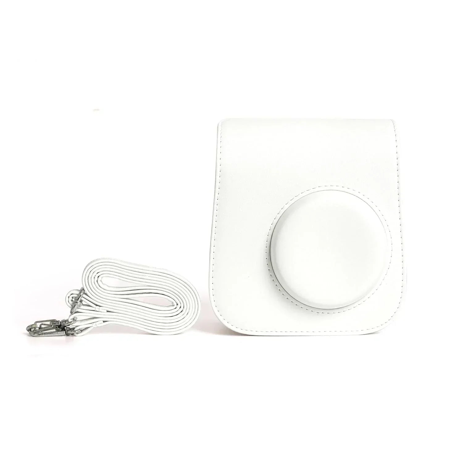 PU Leather Camera Case for Instax Mini SE – Protective Pouch with Adjustable Shoulder Strap - White - Jaiman Toys