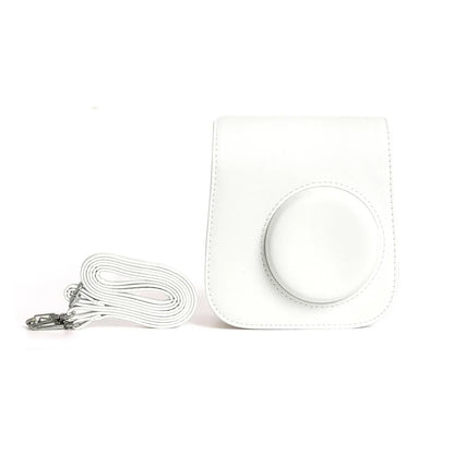 PU Leather Camera Case for Instax Mini SE – Protective Pouch with Adjustable Shoulder Strap - White - Jaiman Toys