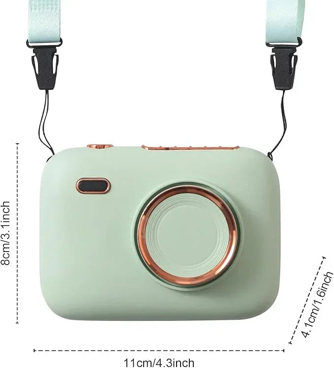 Mini Haletr Fan - Portable Hands-Free Personal Fan USB Rechargeable Camera Shape Fan (Light Green) - Jaiman Toys