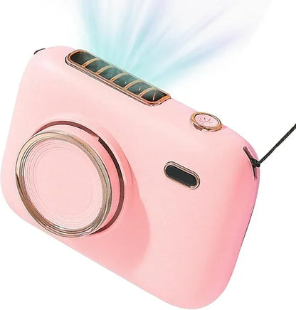 Mini Haletr Fan - Portable Hands-Free Personal Fan USB Rechargeable Camera Shape Fan (Pink) - Jaiman Toys