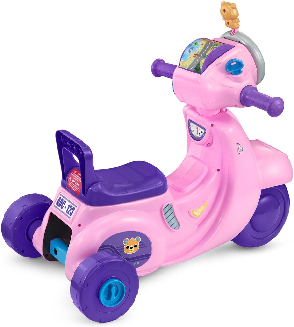 VTech 2-in-1 Map and Go Scooter for Toddlers | Interactive Ride-On & Push Scooter with Lights, Music, Learning Activities & Pretend Navigation | Pink