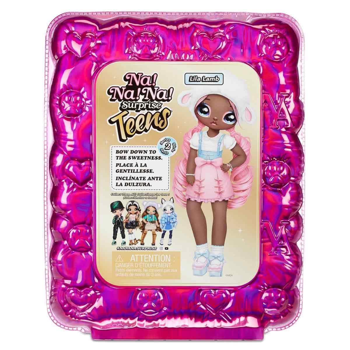 Na! Na! Na! Surprise Teens Fashion Doll-Collectable-27.94cm Soft Fabric Doll, Sheep Inspired with Pink Hair-Lila Lamb, 28 CM - Jaiman Toys