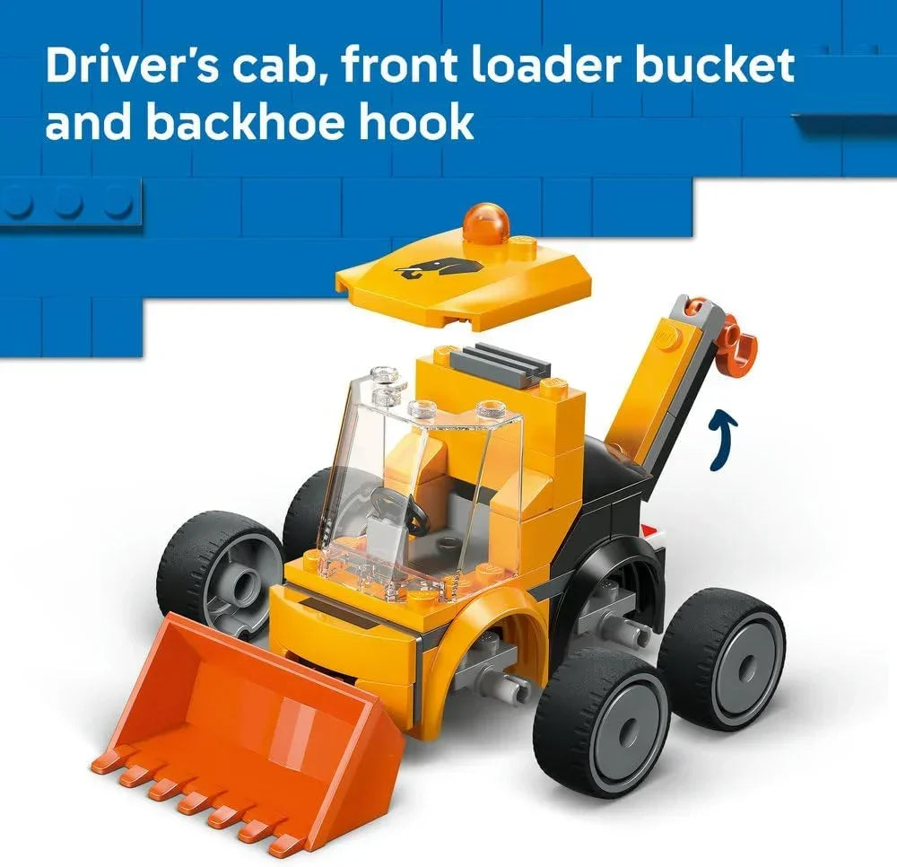 LEGO City 60483 Rides – Construction Loader Toy - Excavator Building Set w/a Worker Junior Minifigure - Party Bag Fillers - Small Collectible Gift for 5+ Year Old Boys