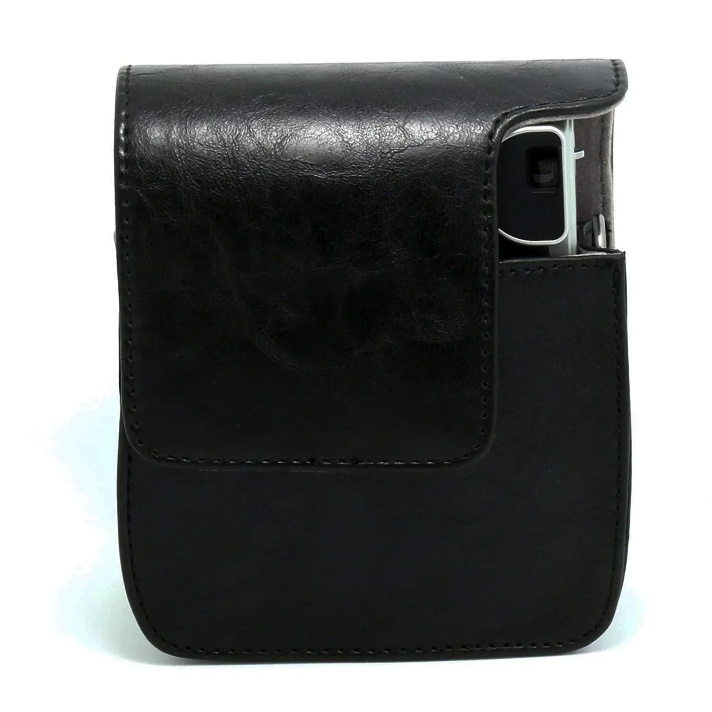 Vintage Charm – Classic PU Leather Case with Strap for Instax Mini 90 Neo Classic - Black - Jaiman Toys