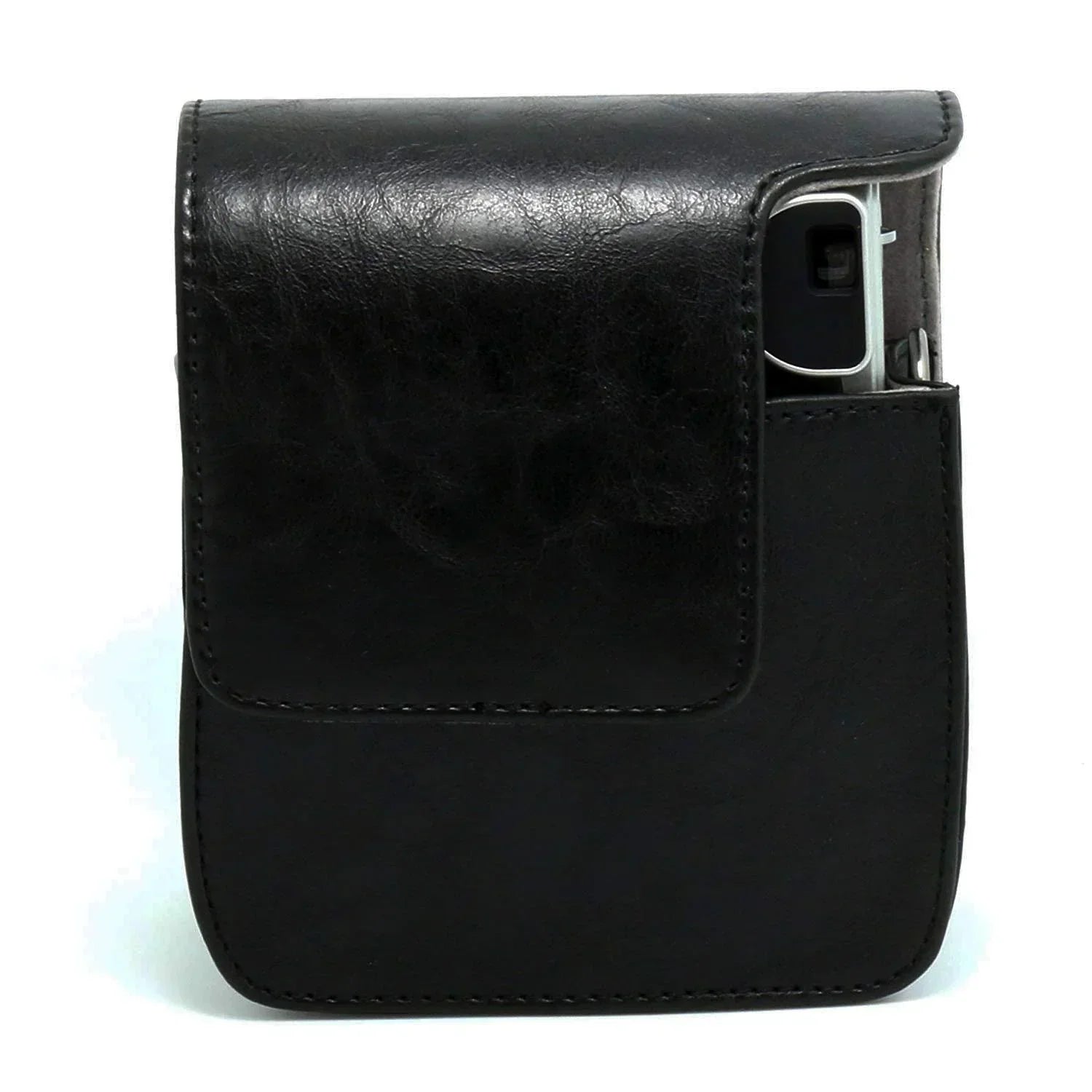 Vintage Charm – Classic PU Leather Case with Strap for Instax Mini 90 Neo Classic - Black - Jaiman Toys
