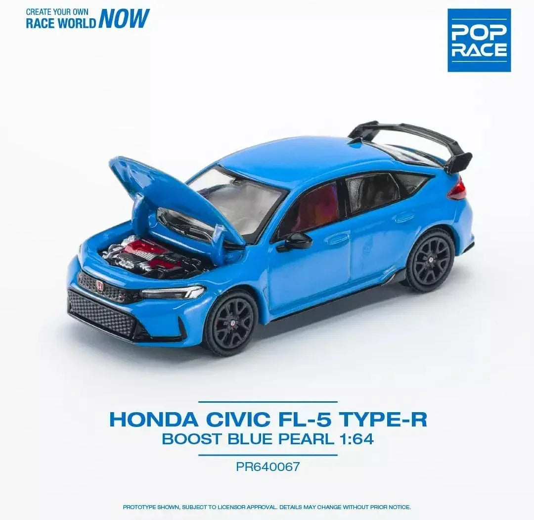 POPRACE 1/64 HONDA CIVIC FL5 BOOST BLUE PEARL - Jaiman Toys