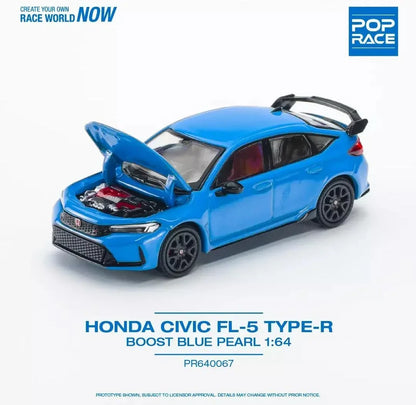 POPRACE 1/64 HONDA CIVIC FL5 BOOST BLUE PEARL - Jaiman Toys