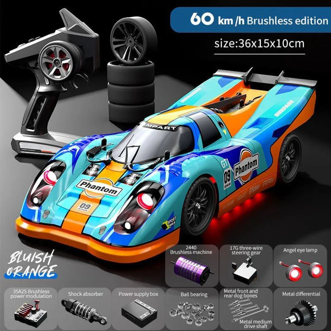 SCY 1:16 -(16307) PRO Brushless RC Car – 4WD High-Speed Racing Car | Drift| 7-Mode & LED Lights | 2.4GHz Remote | 1500mAh (Blue– Pro Version)
