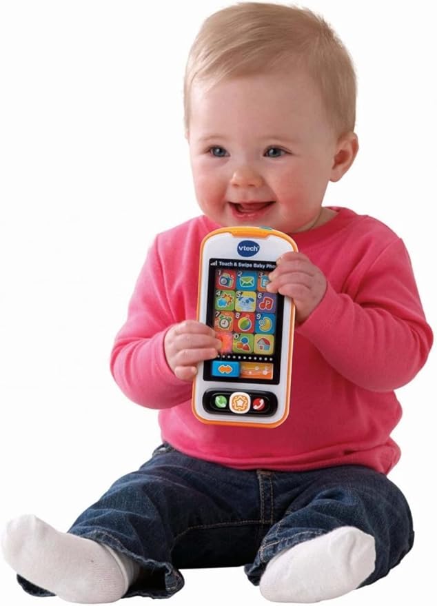 VTech Touch & Swipe Baby Phone Interactive Learning Toy with Lights, Sounds, Songs & Educational Activities | Orange