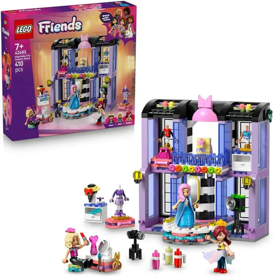 LEGO Friends 42685 Heartlake City Fashion Show - Dress-Up Toy w/ 3 Mini Dolls, a Catwalk, Customisable Outfits incl. Skirt, Coat, Hats & Accessories - Creative Gift for 7+ Year Old Girls