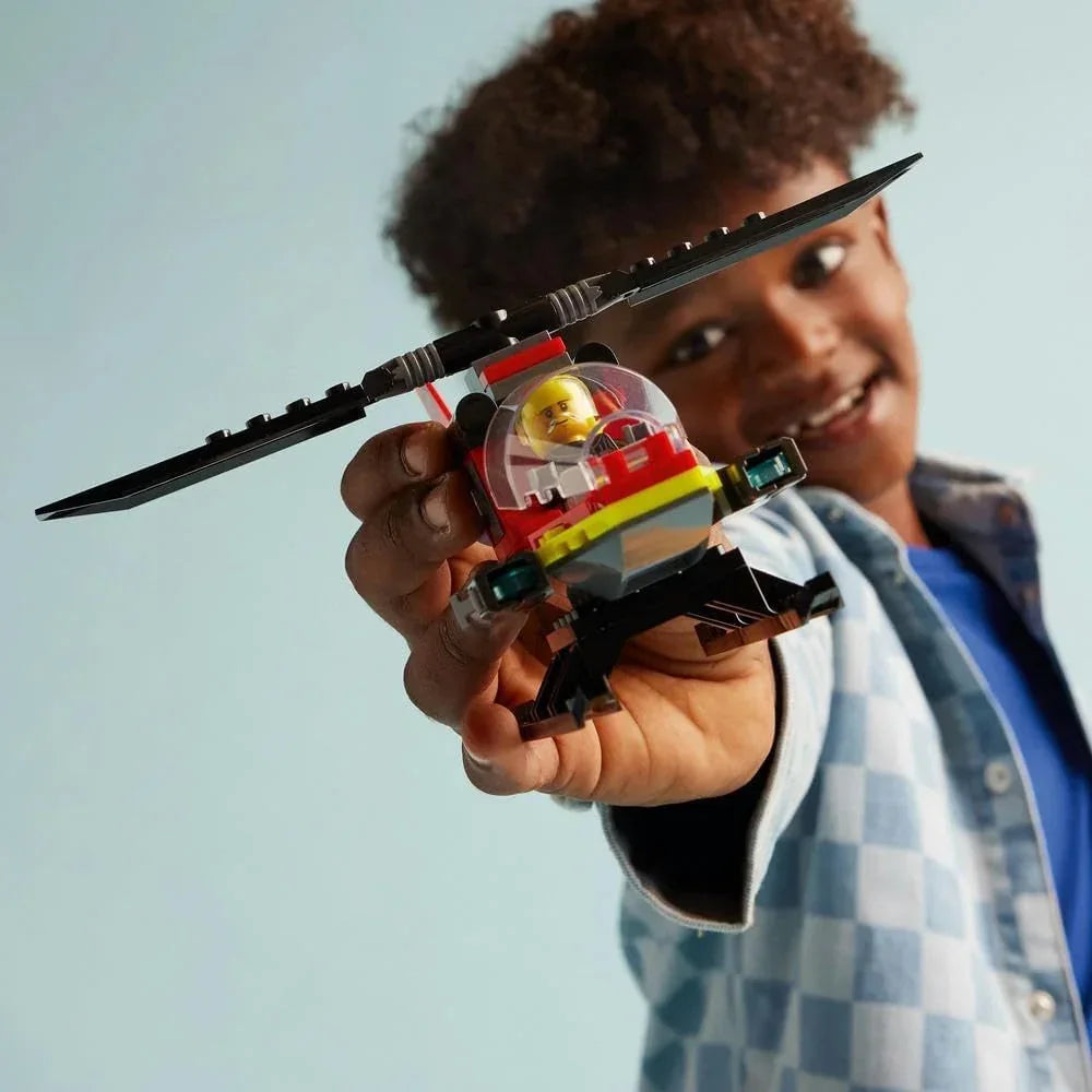 LEGO City 60411 Fire Rescue Helicopter Toy for 5 Plus Year Old Boys & Girls, Vehicle Building Set with Firefighter Pilot Minifigure, Imaginative Play Gift for Kids