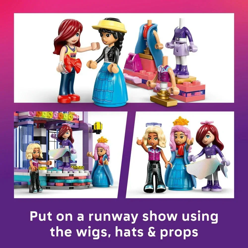 LEGO Friends 42685 Heartlake City Fashion Show - Dress-Up Toy w/ 3 Mini Dolls, a Catwalk, Customisable Outfits incl. Skirt, Coat, Hats & Accessories - Creative Gift for 7+ Year Old Girls