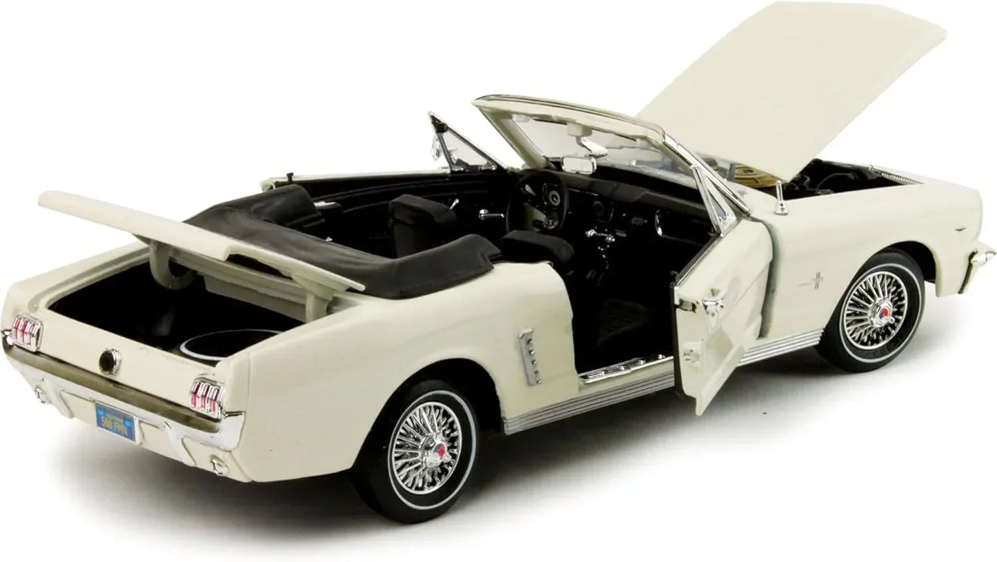 1964 1/2 Ford Mustang Convertible Cream 1/18 Diecast Car Model - Jaiman Toys