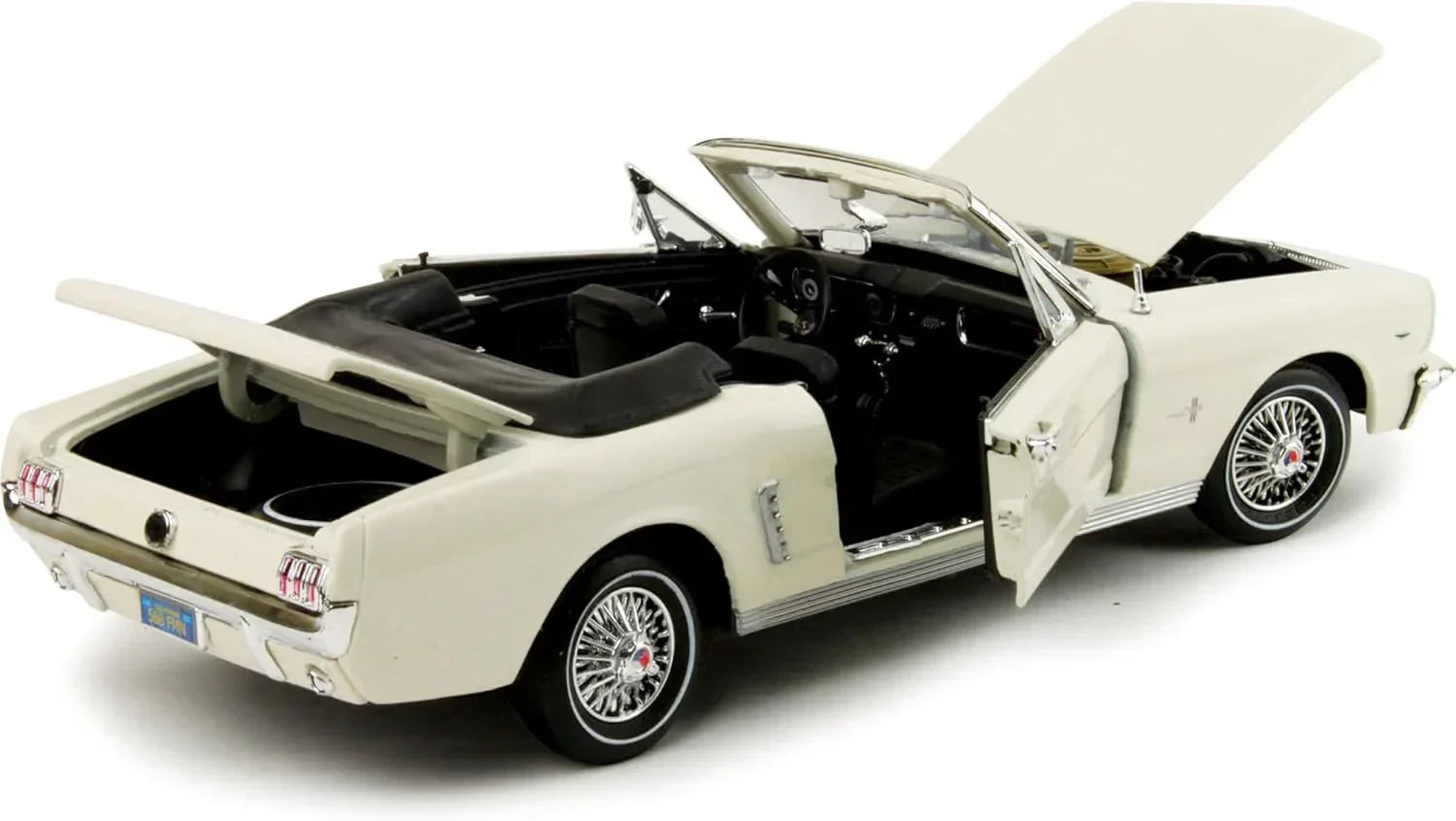 1964 1/2 Ford Mustang Convertible Cream 1/18 Diecast Car Model - Jaiman Toys