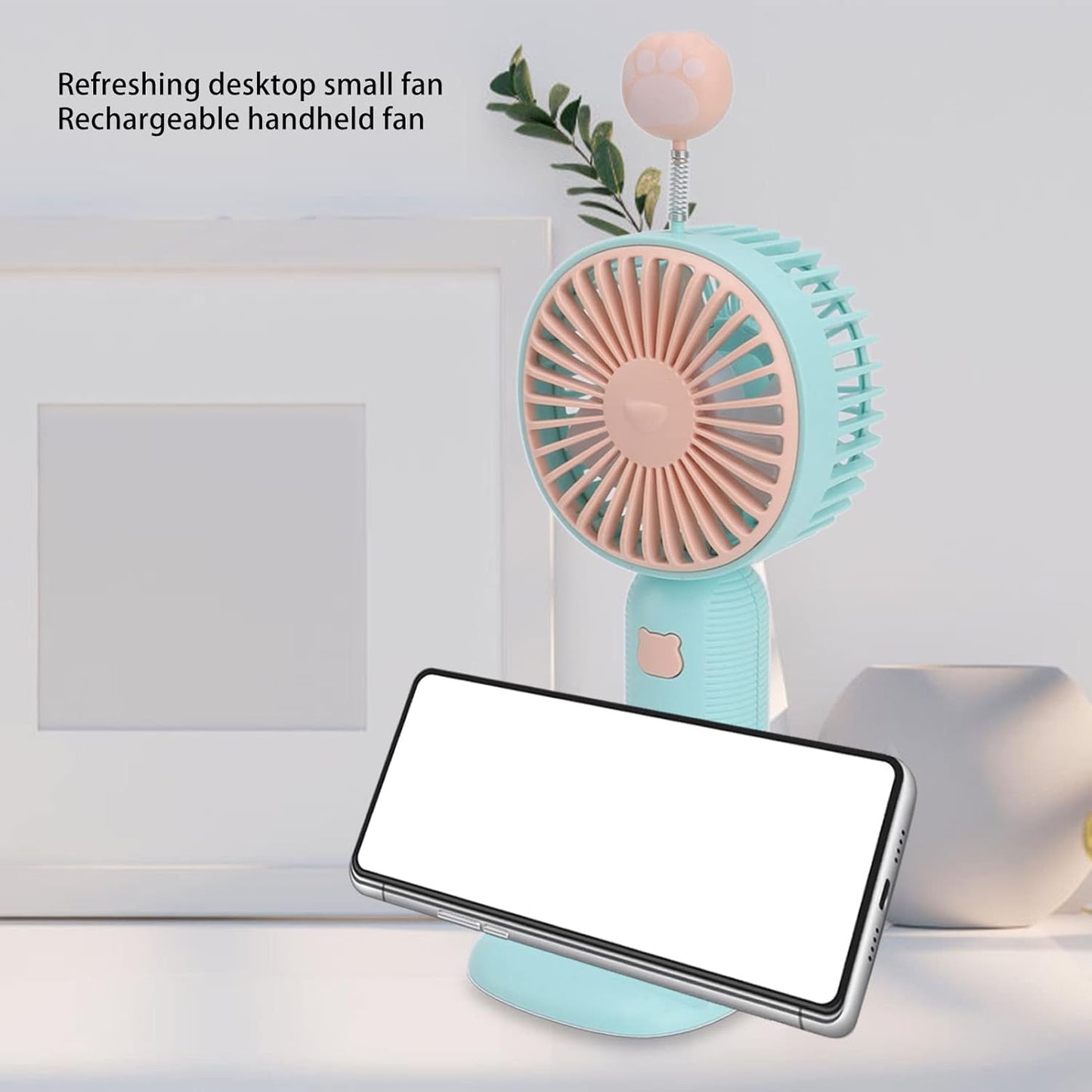 Portable Handheld Mini Fan with Flexible Cat Paw Stand – Cute Personal Cooling Fan for Travel, Office & Outdoor Use (Pack of 1)