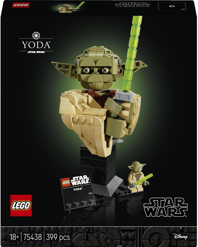LEGO 75438 Star Wars Yoda Bust - Display Model Kit for Adults w/Green Lightsaber & Collectible Jedi Master Minifigure | 399 Pieces