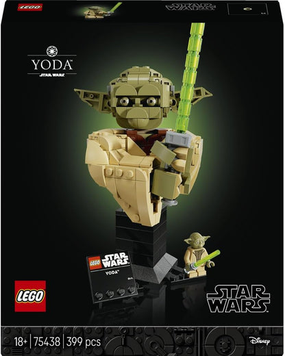 LEGO 75438 Star Wars Yoda Bust - Display Model Kit for Adults w/Green Lightsaber & Collectible Jedi Master Minifigure | 399 Pieces